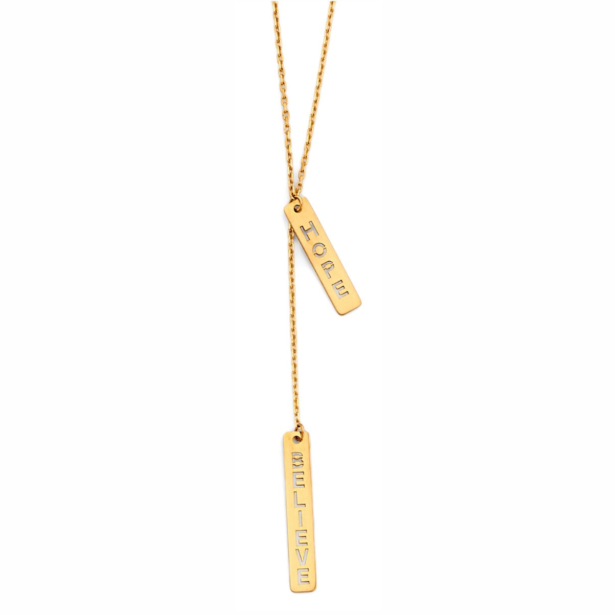 14KY Hope & Believe Bar Necklace