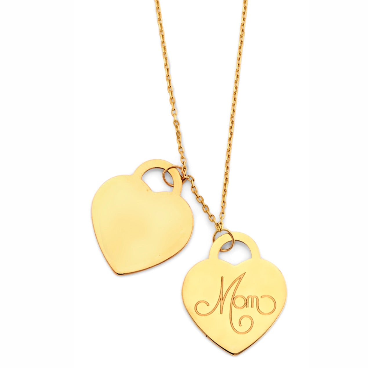 14KY Mom 2 Heart Pendant Necklace