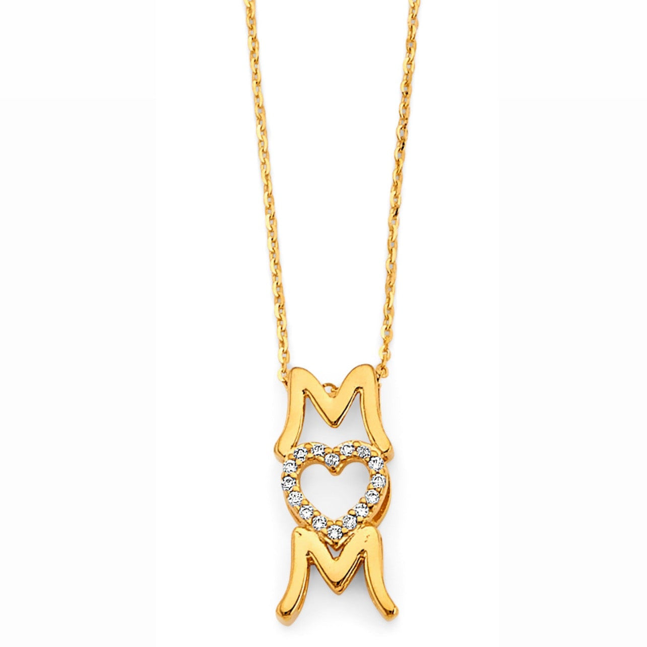 14KY CZ Mom Necklace
