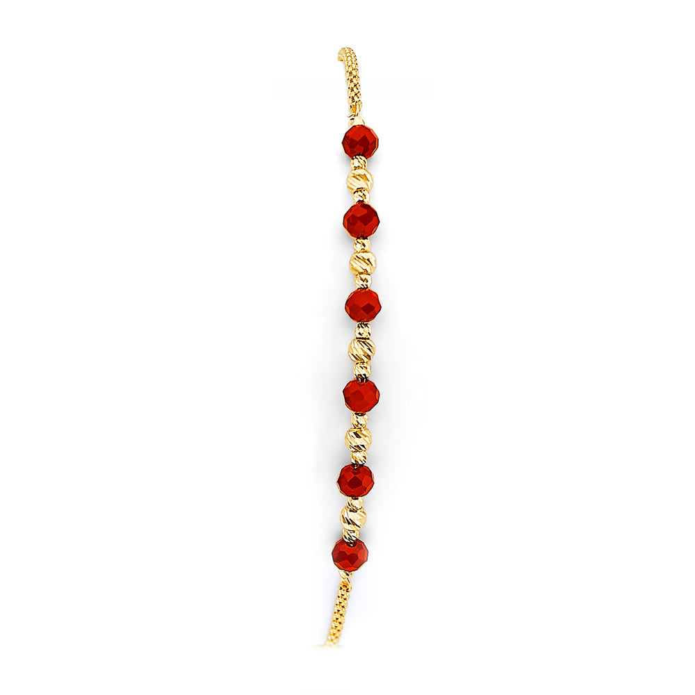 14KY Coral Bead Friendship Bracelet