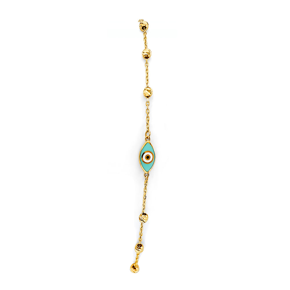 14KY Evil Eye Friendship Bracelet
