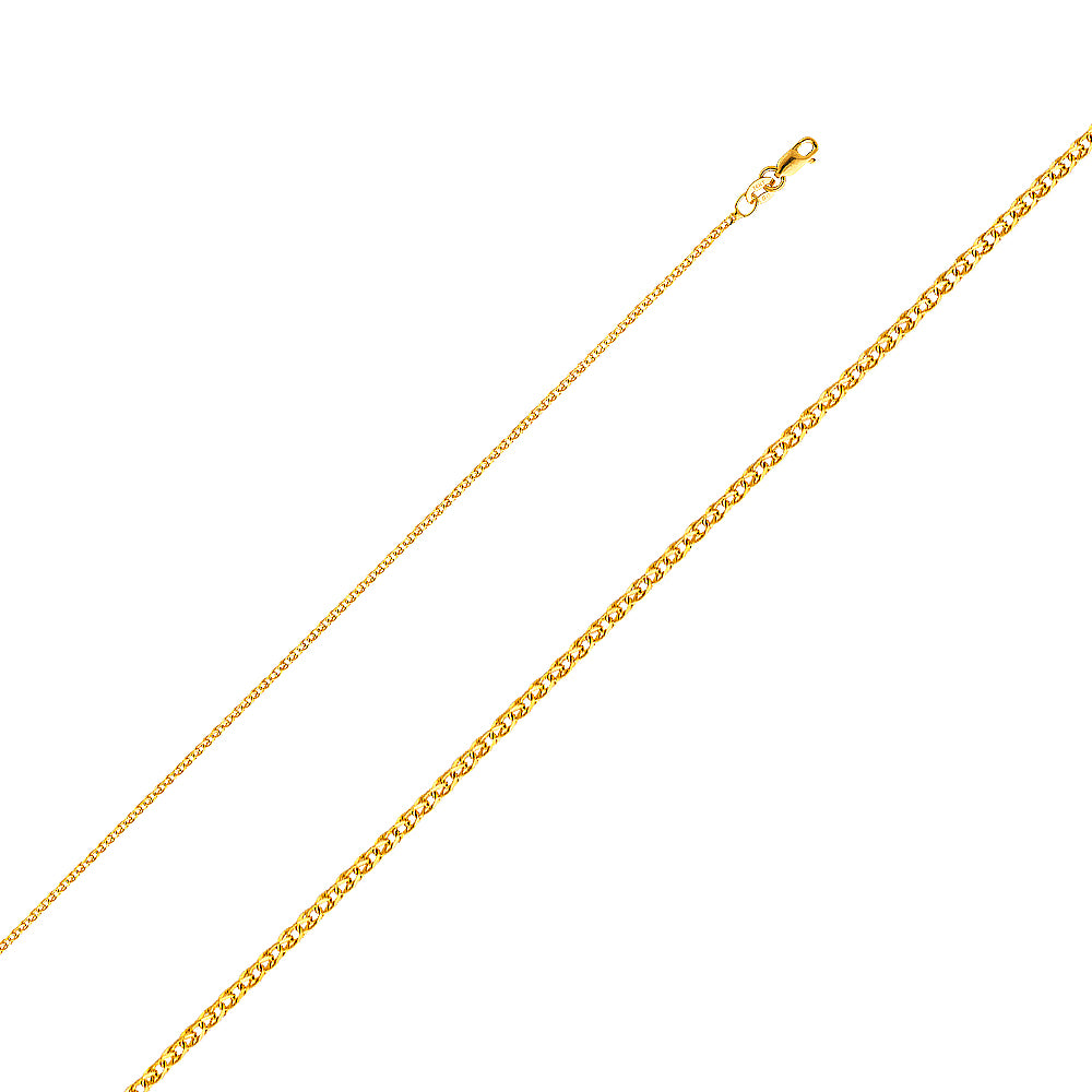 14KY 1.4mm Flat Open Wheat Chain