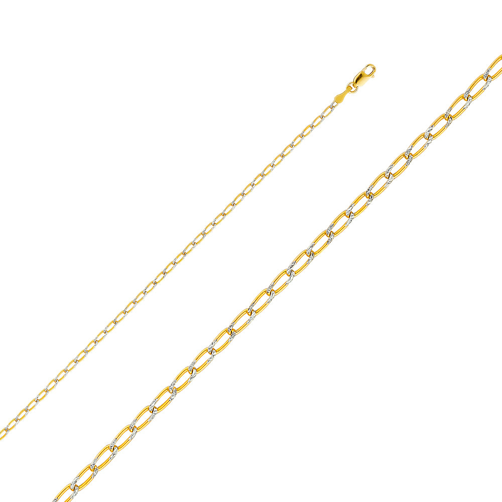 14KY 2.2mm Open Figaro 1/1 WP Chain