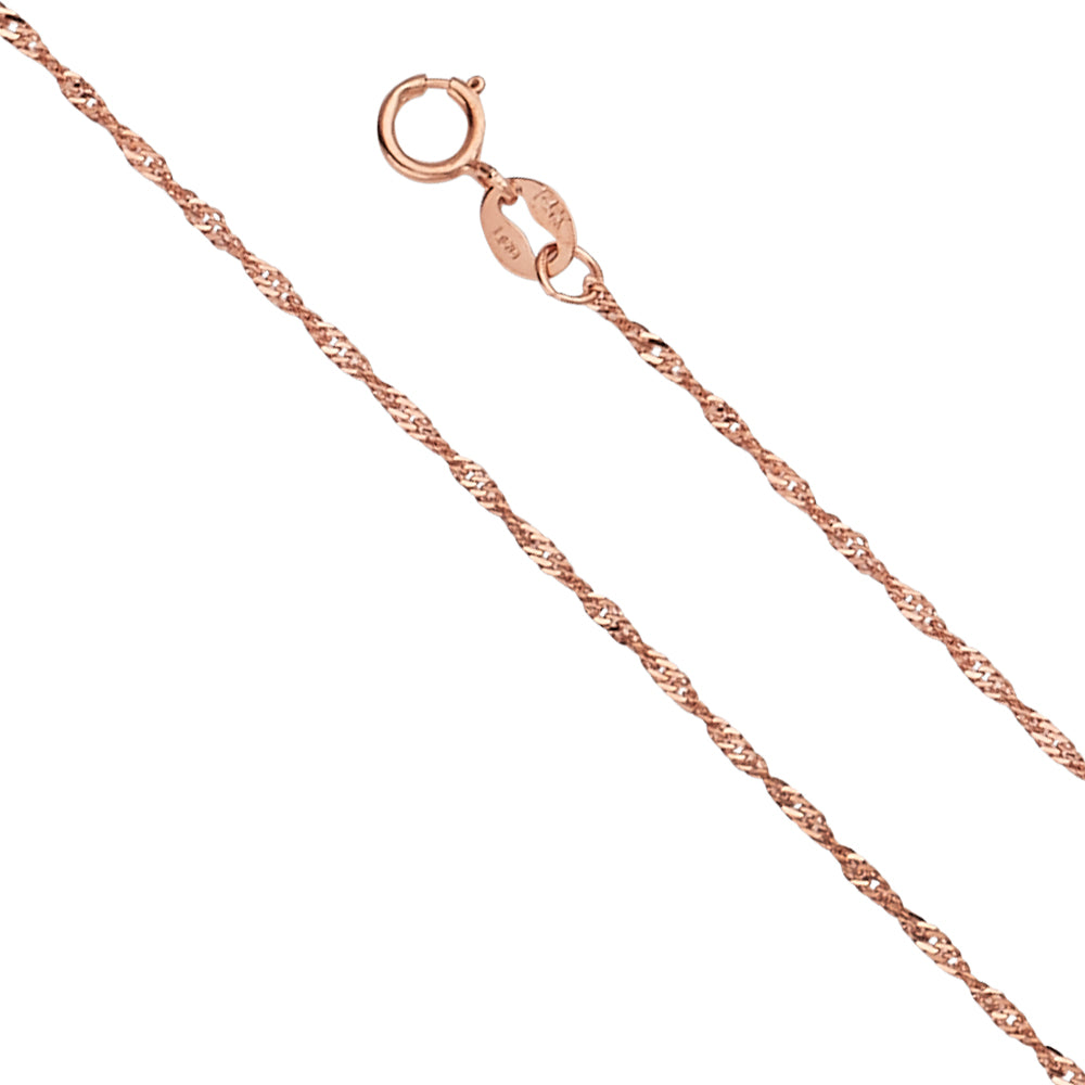 14K Pink 1.2mm Singapore Chain 020