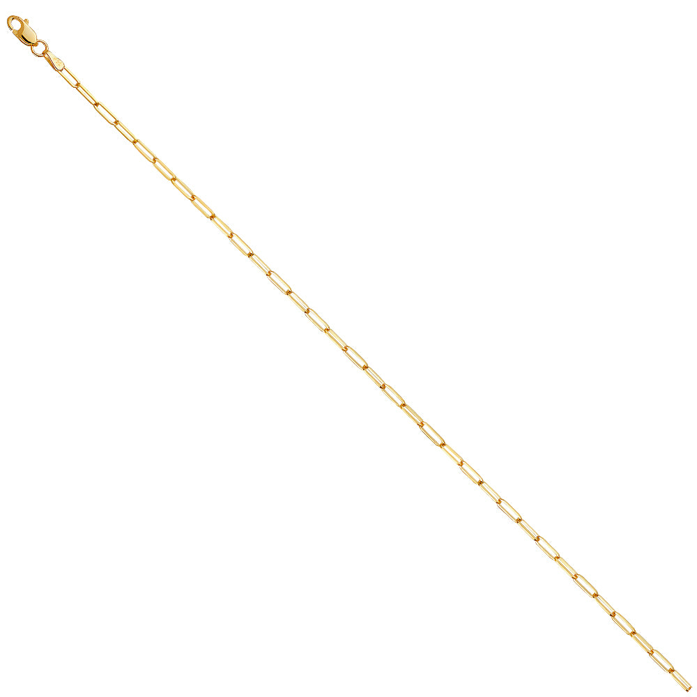 14KY 2.2mm Solid Square Paperclip Chain
