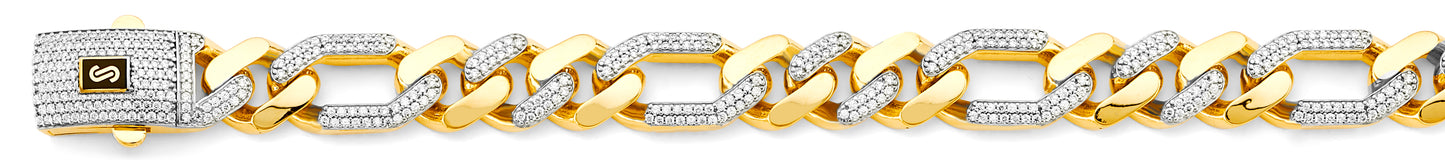 14K 2T 13.5mm Hollow Monaco Figaro 3+1 with CZ Link Chain