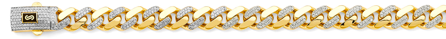 14K 2T 11.5mm Hollow Monaco Curb with CZ Link Chain