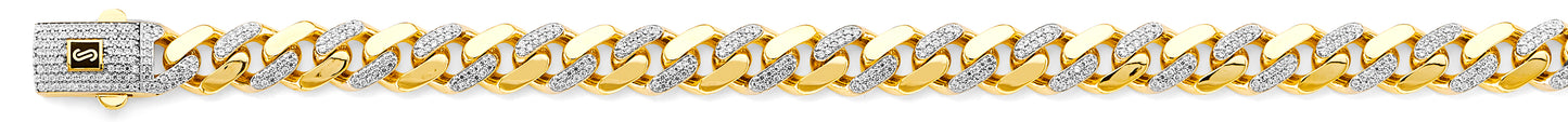 14K 2T 9.5mm Hollow Monaco Curb with CZ Link Chain