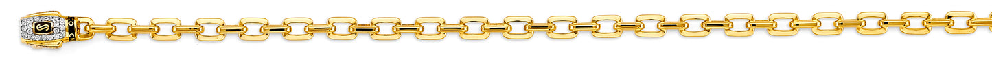 14K 2T 5mm Hollow Monaco Cable with CZ Lock Chain