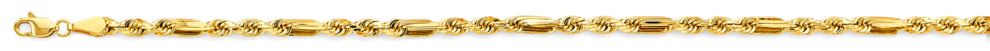 14KY 3.4mm Hollow Figaro Rope Chain