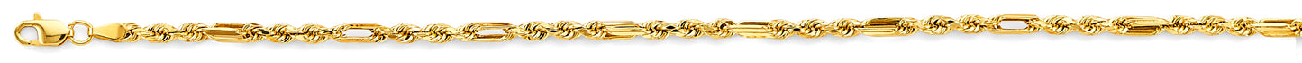 14KY 2.8mm Hollow Figaro Rope Chain