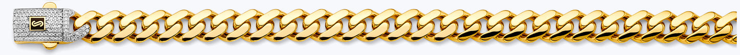 14K 2T 9.5mm Hollow Monaco Curb with CZ Lock Chain