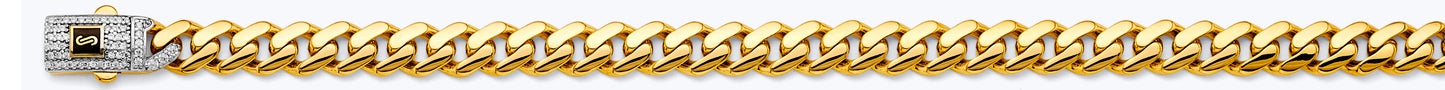 14K 2T 8.0mm Hollow Monaco Curb with CZ Lock Chain