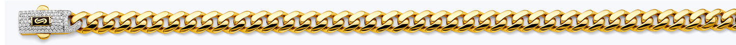 14K 2T 6.5mm Hollow Monaco Curb with CZ Lock Chain