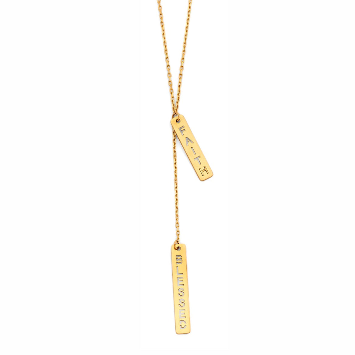 14KY Faith & Blessed Bar Necklace