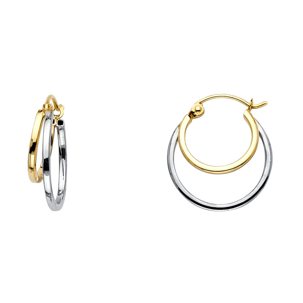 14K 2T 2 Line Hollow Hoop Earrings ER-0015