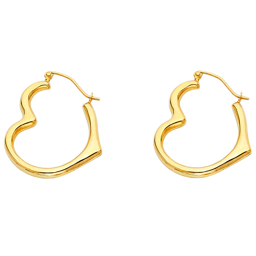14KY Hollow Heart Earrings (LG)