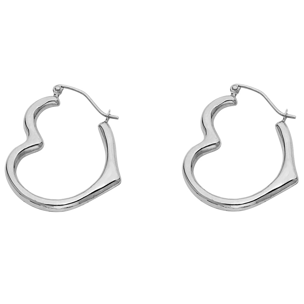 14KW Hollow Heart Earrings (LG)