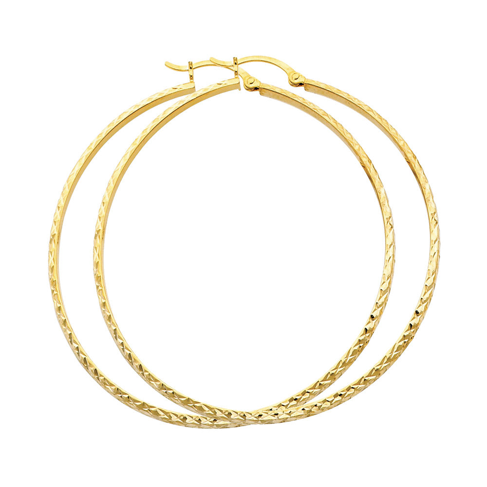 14KY DC 2.8mm Hollow Round Tube Hoop Earrings ER-0069