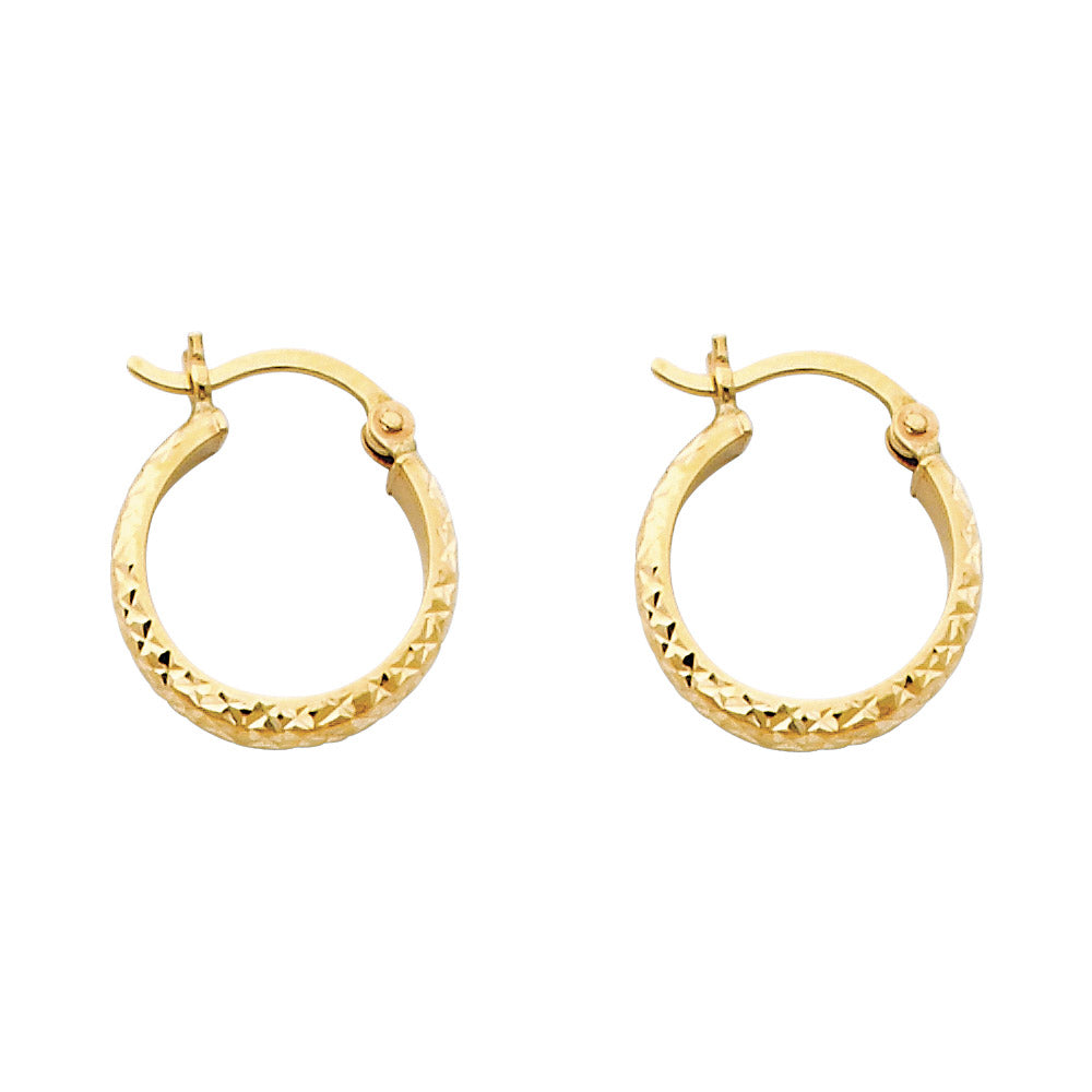 14KY DC 2.8mm Hollow Round Tube Hoop Earrings ER-0074