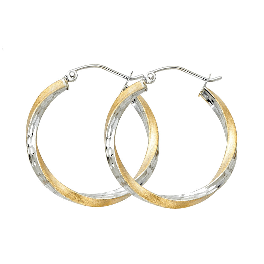 14K 2T SF DC 2.6mm Swirl Hoop Earrings ER-0093