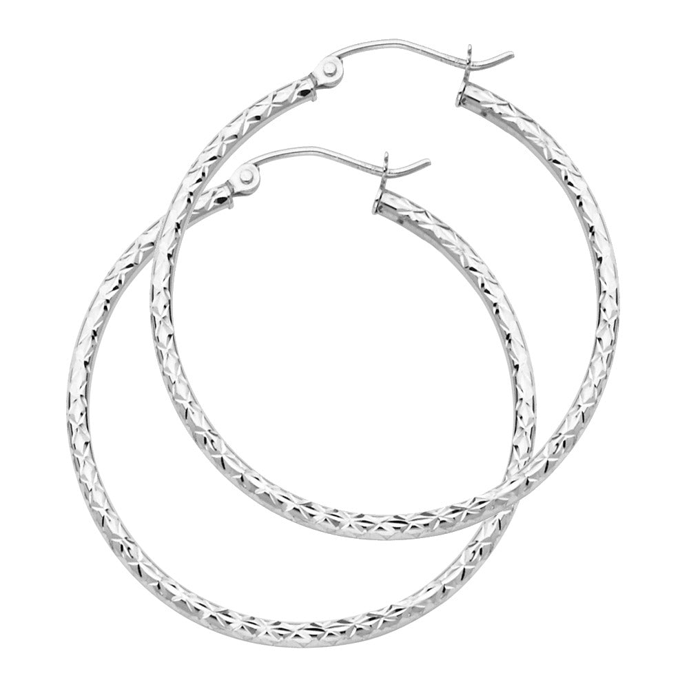 14KW Silk DC 1.5mm Round Tube Hoop Earrings ER-0107W