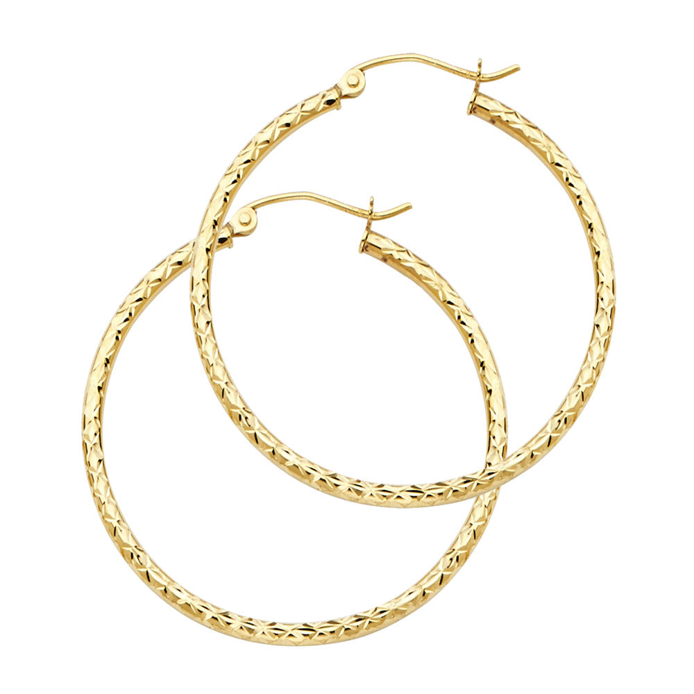14KY Silk DC 1.5mm Round Tube Hoop Earrings ER-0108