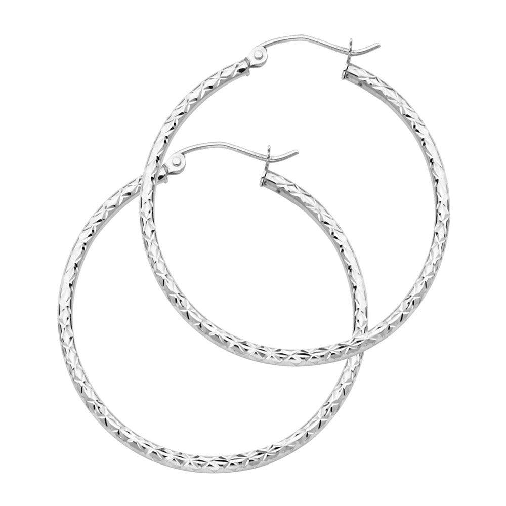 14KW Silk DC 1.5mm Round Tube Hoop Earrings ER-0108W