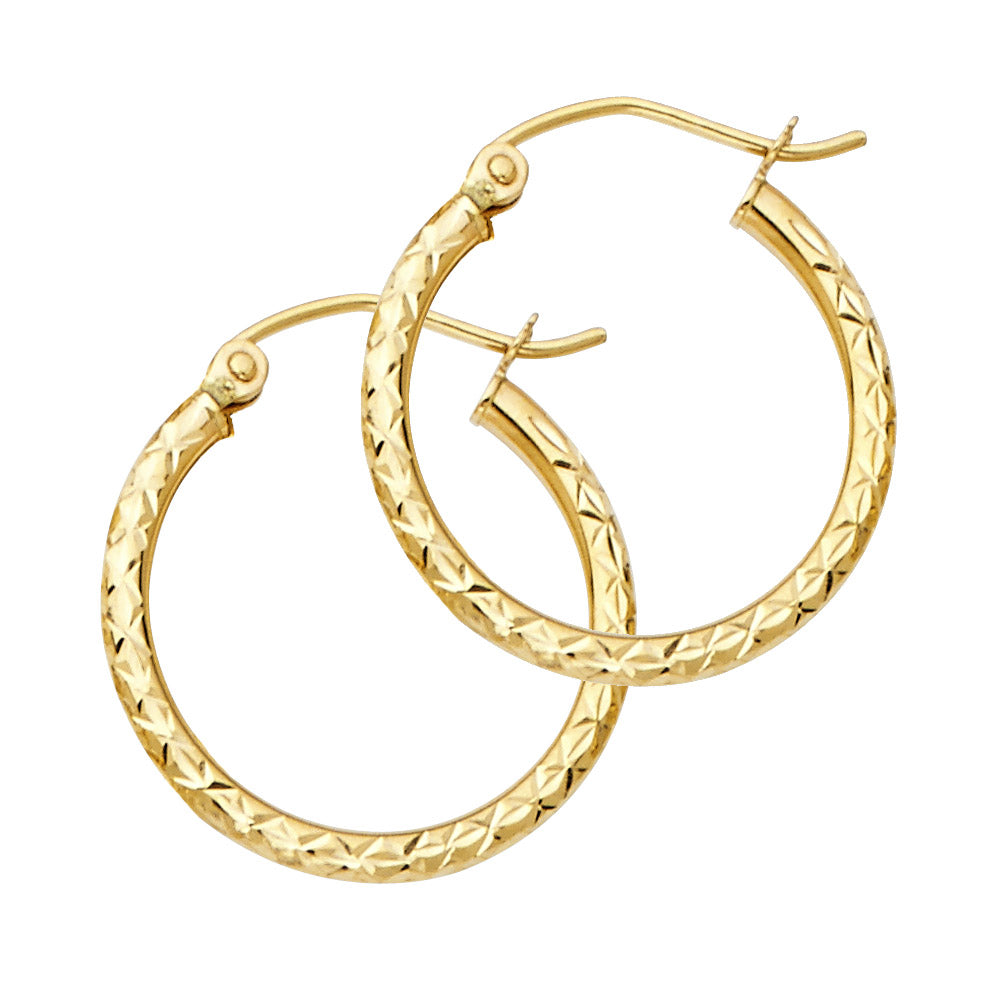 14KY Silk DC 1.5mm Round Tube Hoop Earrings ER-0109