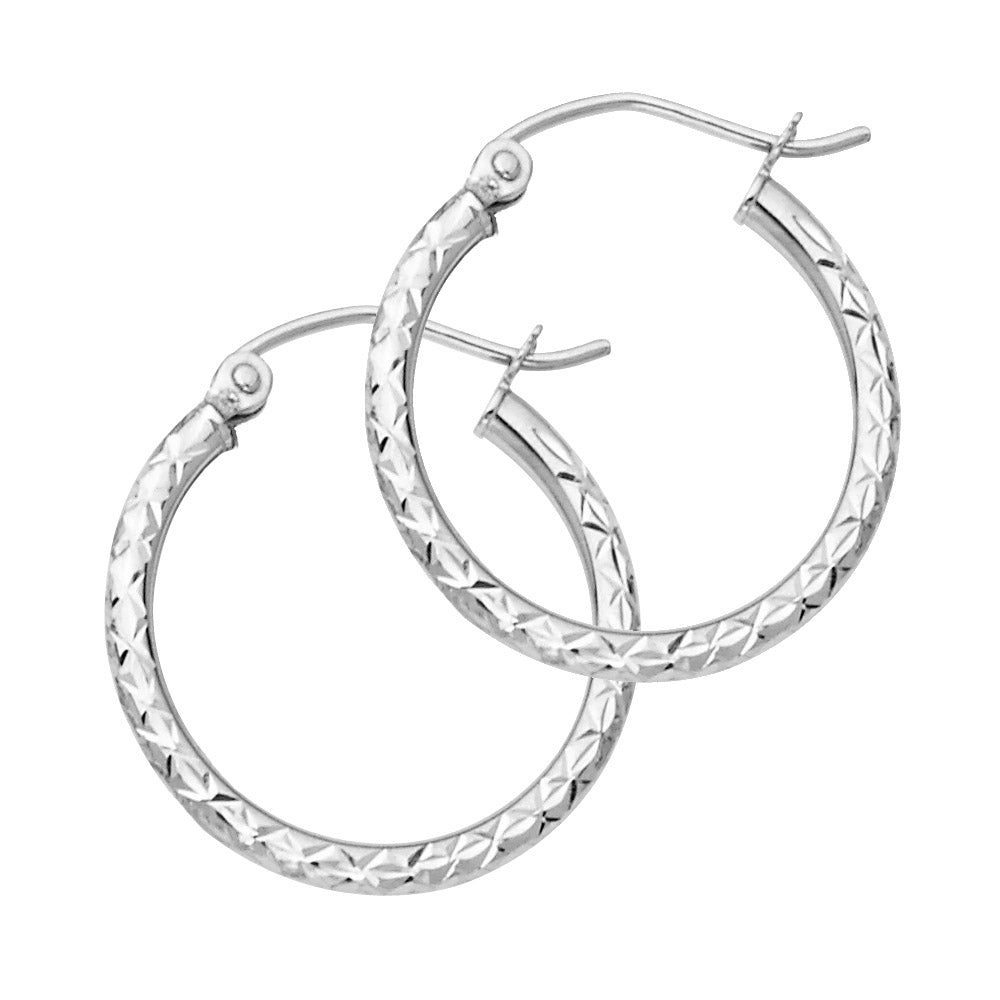 14KW Silk DC 1.5mm Round Tube Hoop Earrings ER-0109W