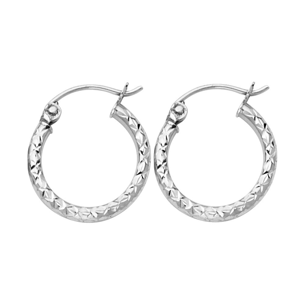 14KW Silk DC 1.5mm Round Tube Hoop Earrings ER-0110W