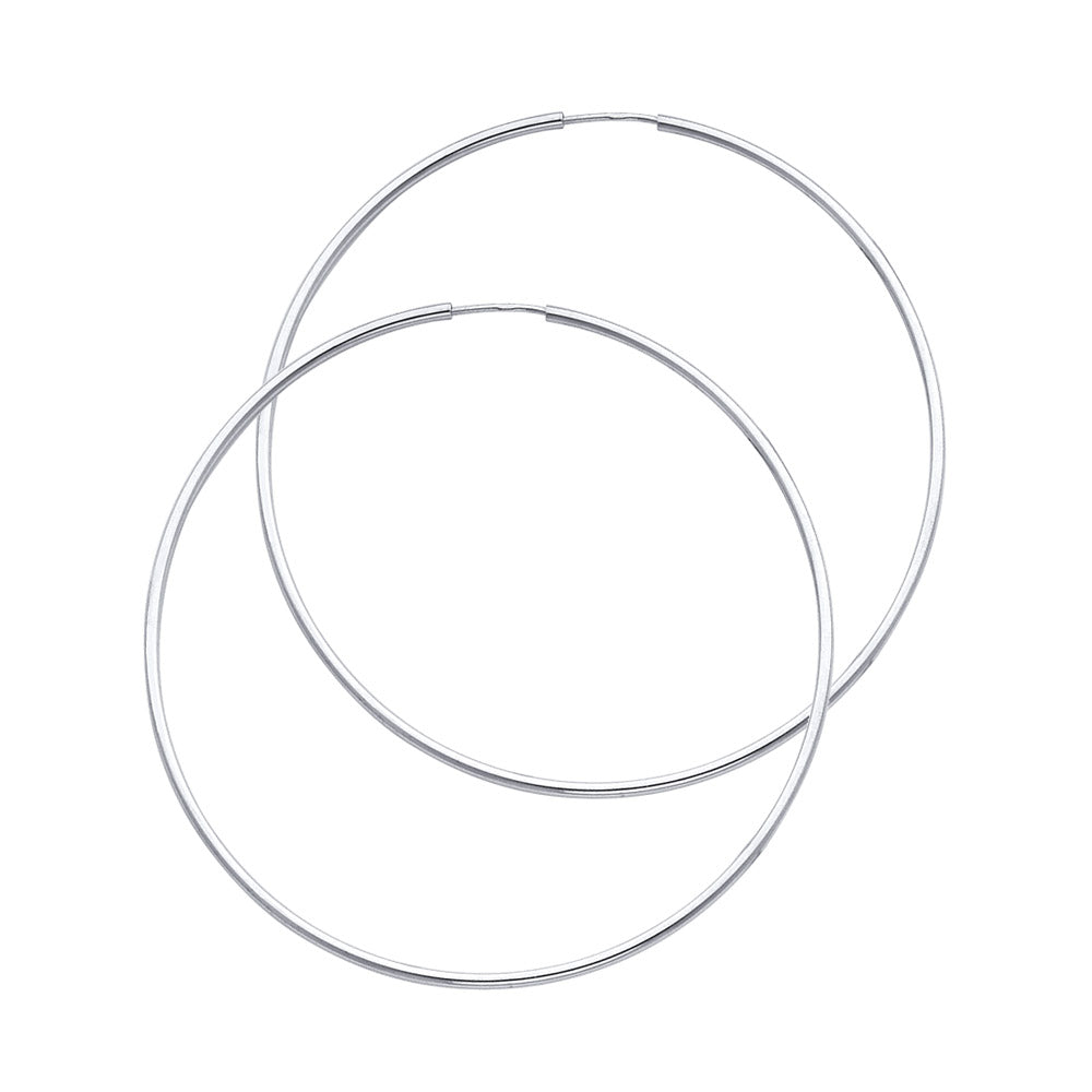 14KW 1.5mm Round Tube Polished Endless Hoop Earrings ER-0118W
