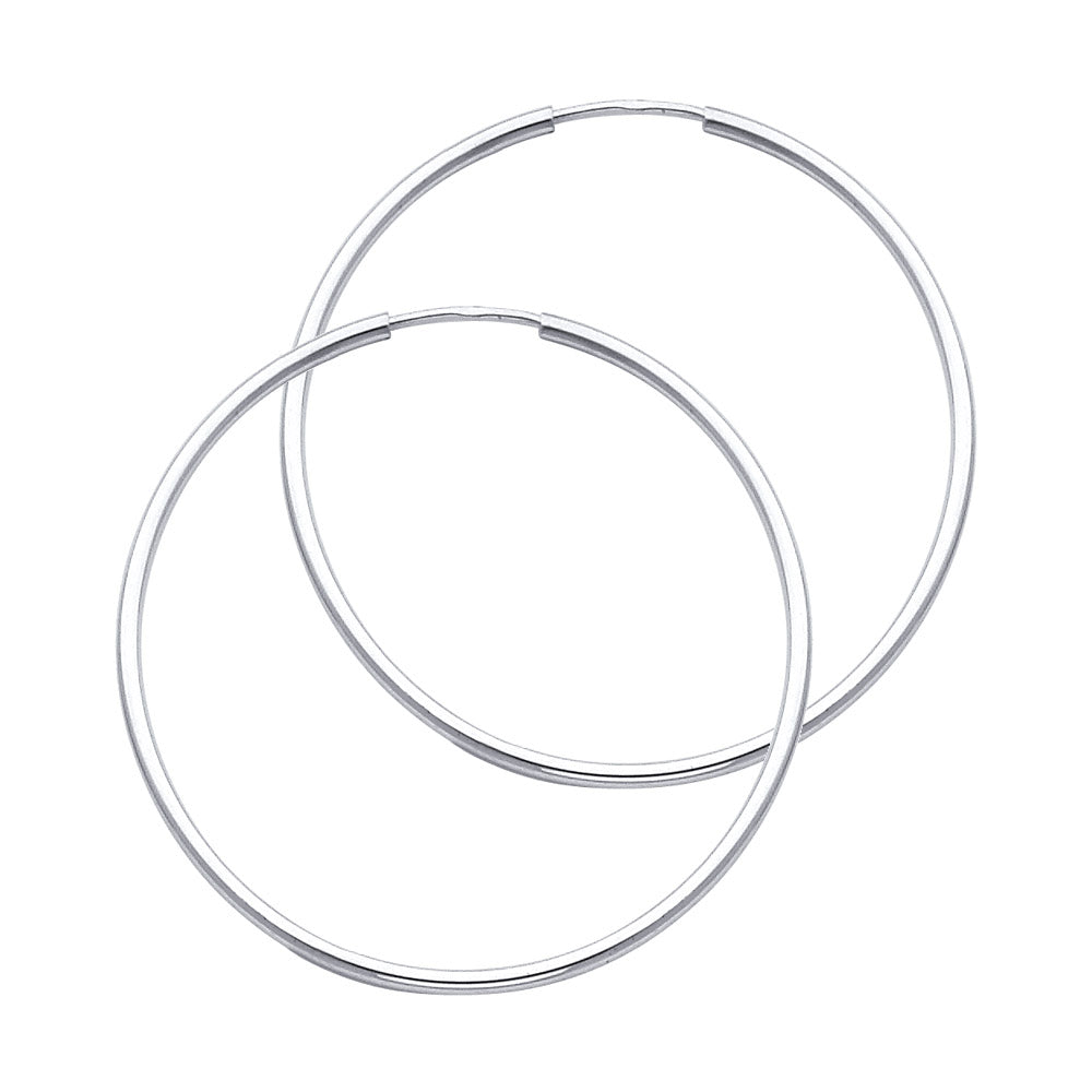 14KY 1.5mm Round Tube Polished Endless Hoop Earrings ER-0119W