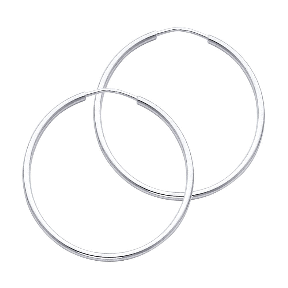 14KW 1.5mm Round Tube Polished Endless Hoop Earrings ER-0120W