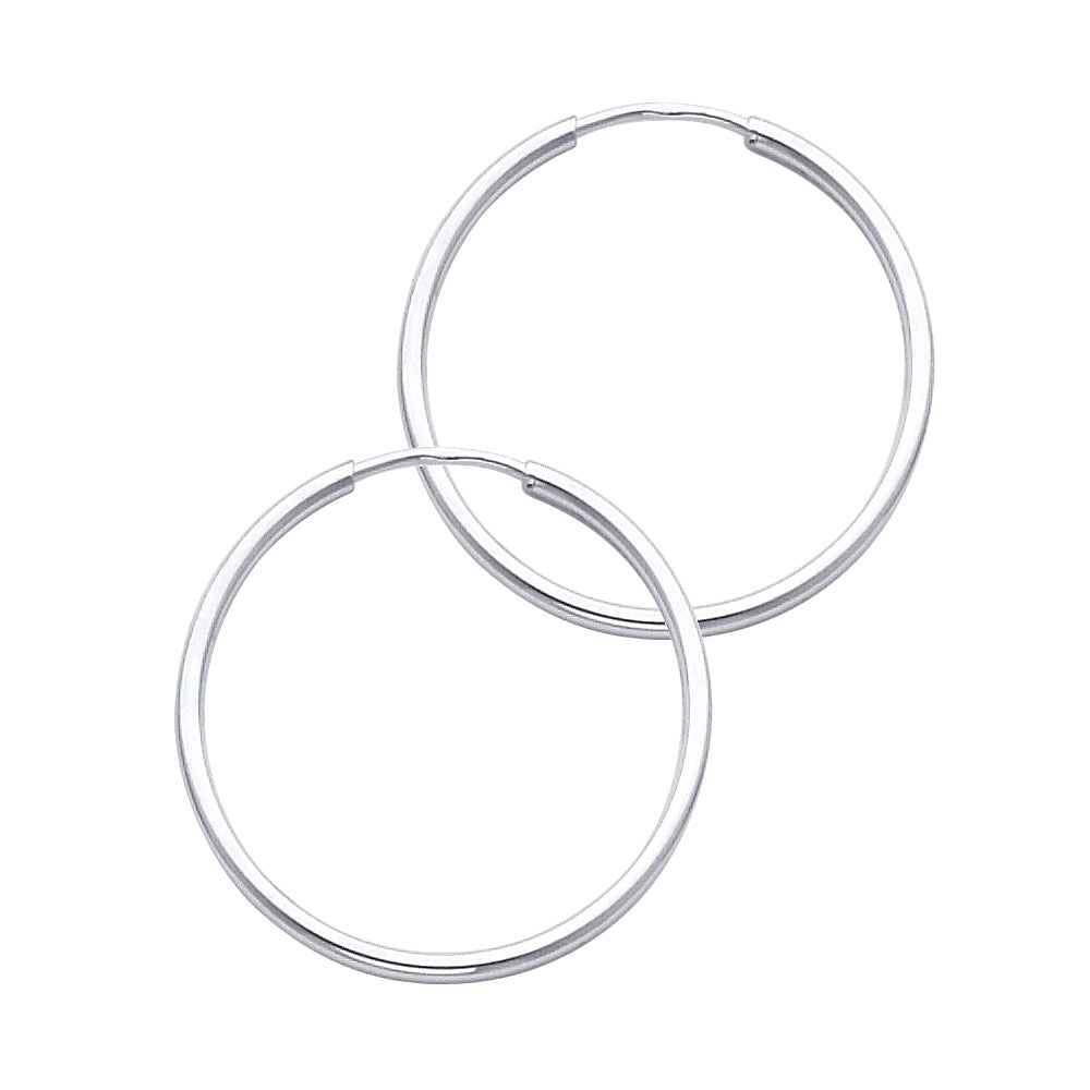 14KW 1.5mm Round Tube Polished Endless Hoop Earrings ER-0121W