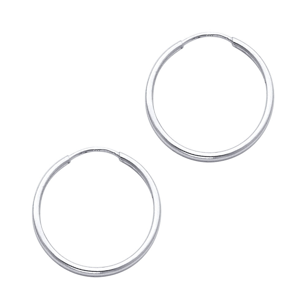 14KW 1.5mm Round Tube Polished Endless Hoop Earrings ER-0122W