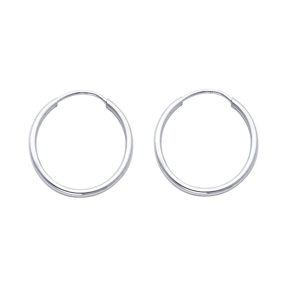14KW 1.5mm Round Tube Polished Endless Hoop Earrings ER-0123W