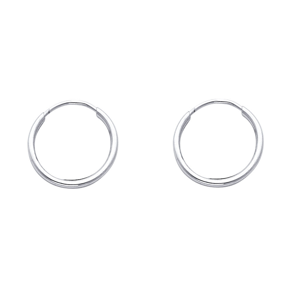 14KW 1.5mm Round Tube Polished Endless Hoop Earrings (15mm)