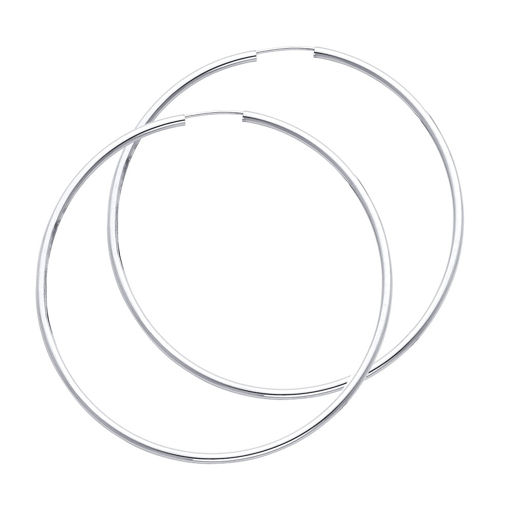 14KW 2mm Round Tube Polished Endless Hoop Earrings ER-0125W