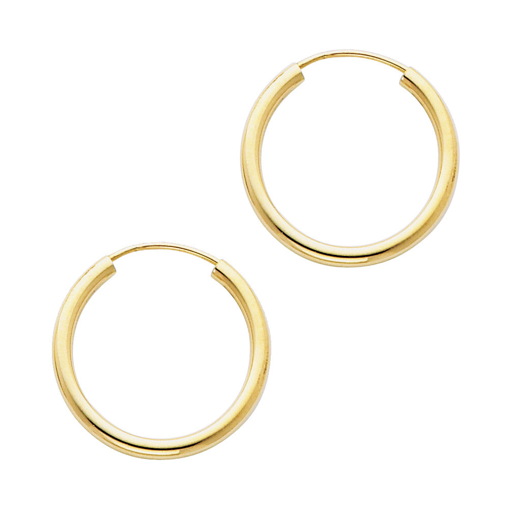 14KY 2mm Round Tube Polished Endless Hoop Earrings ER-0131