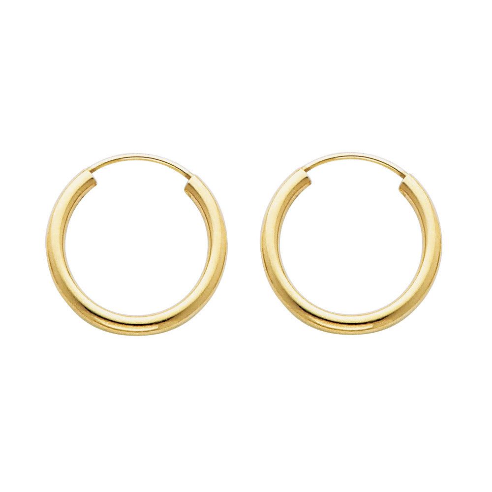 14KY 2mm Round Tube Polished Endless Hoop Earrings ER-0132