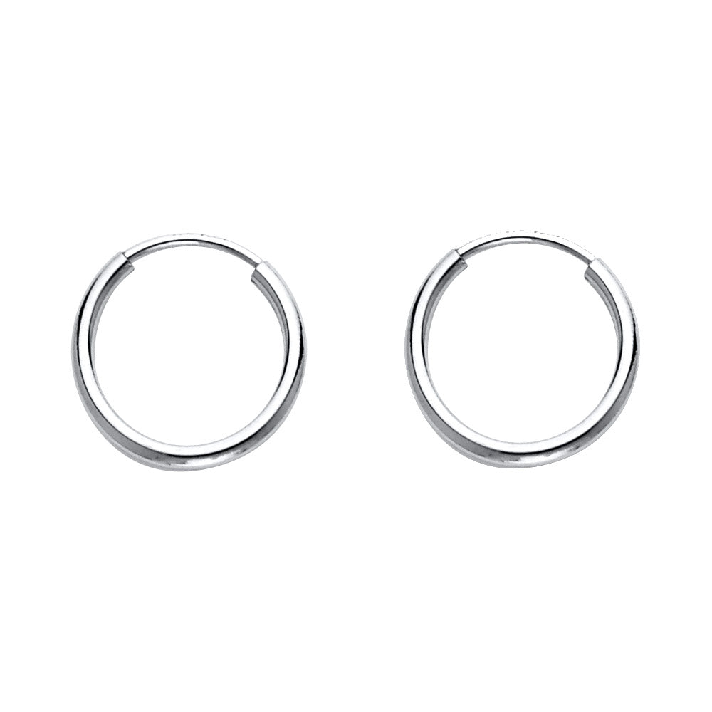 14KW 1.2mm Round Tube Polished Endless Hoop Earrings ER-0177W