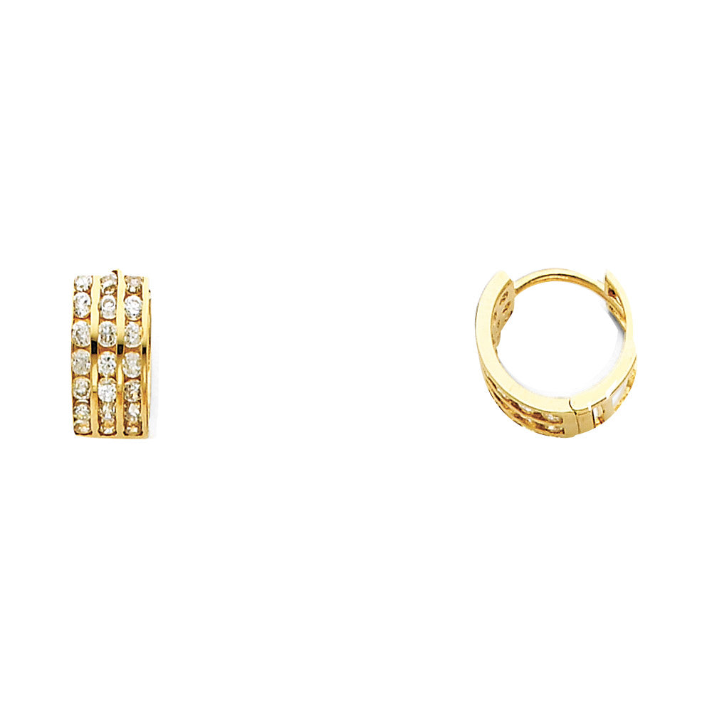 14KY Triple CZ Huggies Earrings