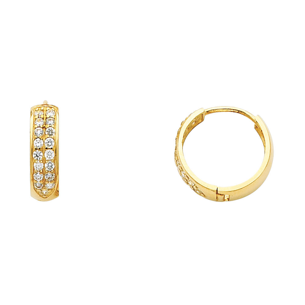 14KY Double CZ Huggies Earrings (ER269)
