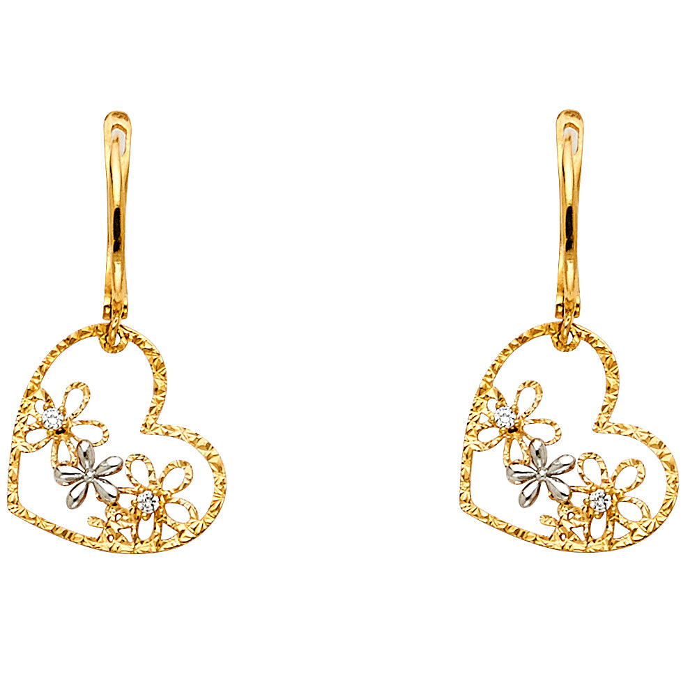 14K 2T Heart Earrings