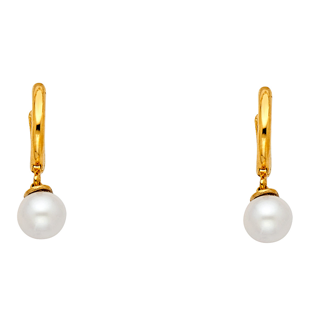 14KY Huggies Earrings with Pearls