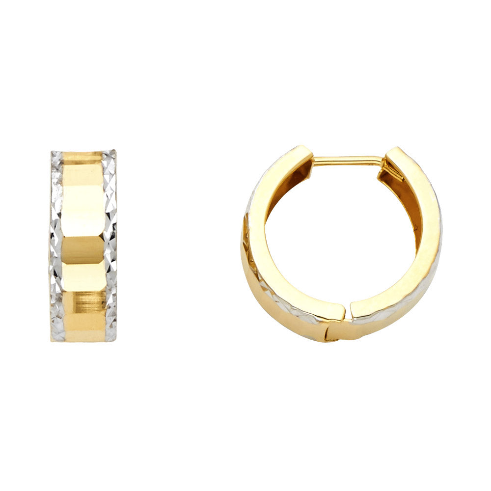 14K 2T DC Polished Huggies Earrings