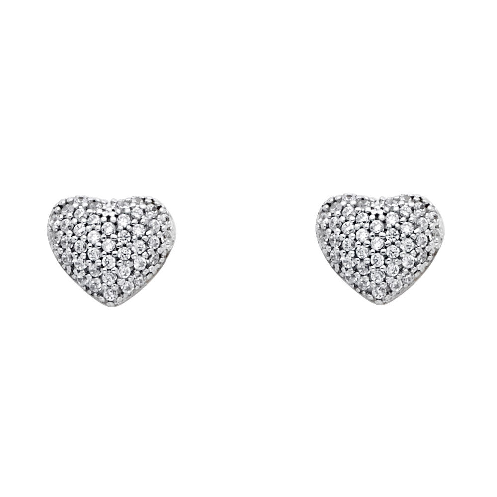 14KW Heart CZ Earrings