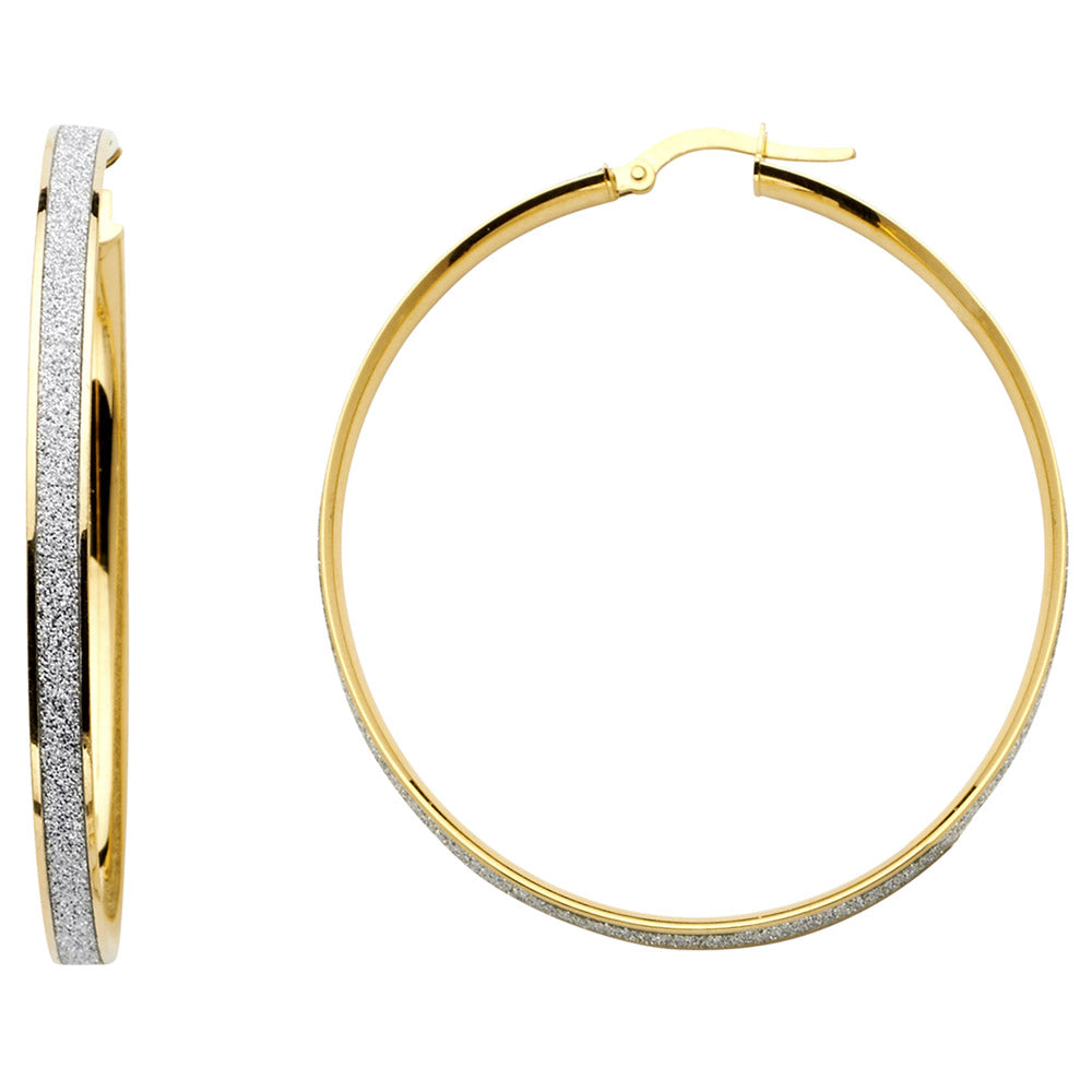 14KY Spark Round Hoop Earrings (35mm)