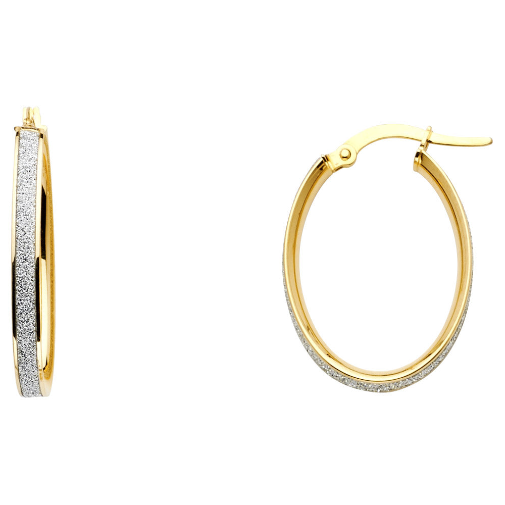 14KY Spark Oval Hoop Earrings ER-0666